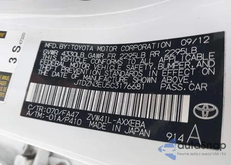 2012 Toyota Prius V Two z USA, uszkodzony, nr VIN JTDZN3EU5C3176681